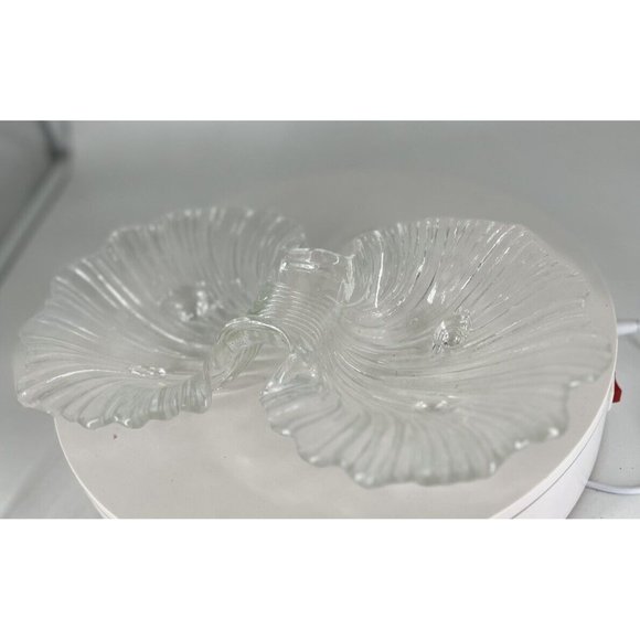 Clam Seashell Mikasa Walther Double Sided Footed Dish Crystal - Picture 4 of 7
